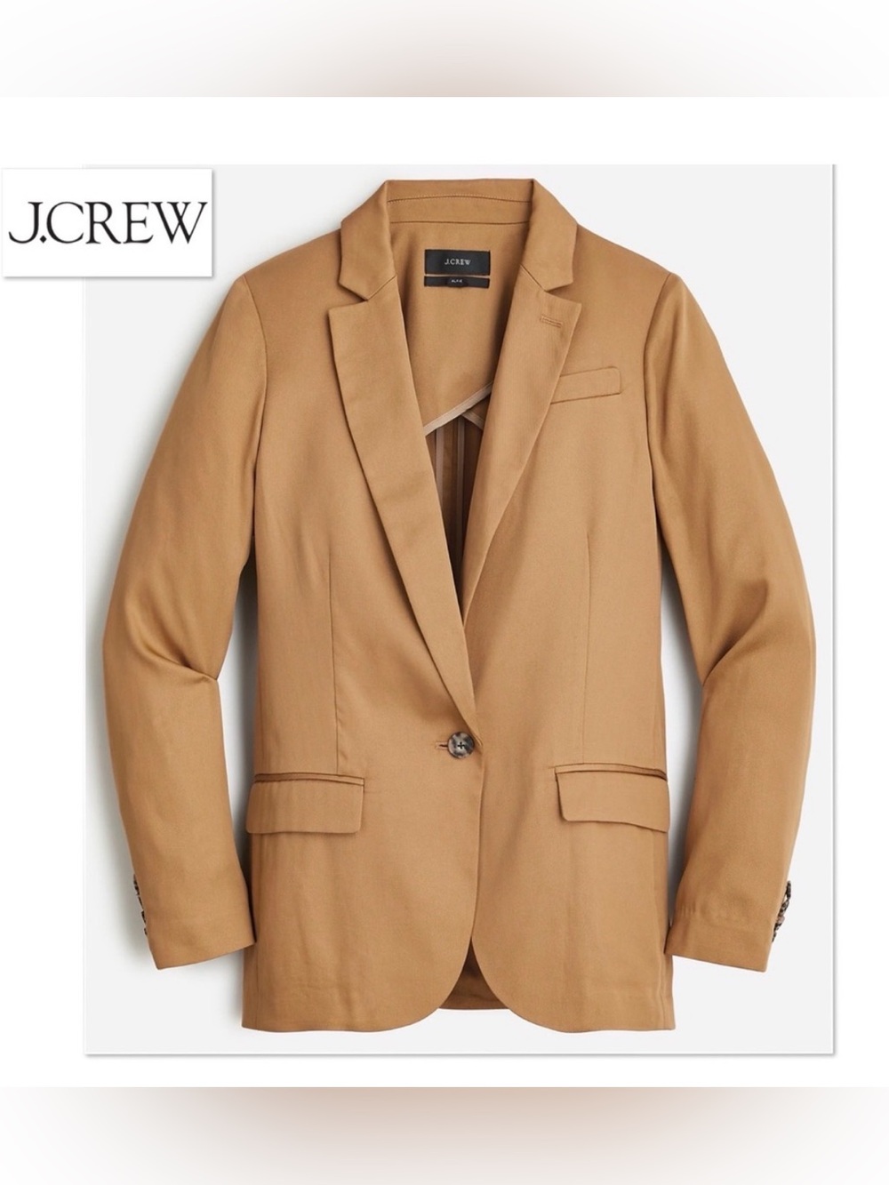 J Crew Alfie Blazer Gramercy Twill 6 Light Cappuccino Tan Camel Women's Jacket
